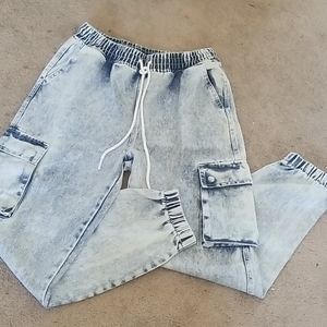 Forever 21 Drawstring Acid Wash Joggers